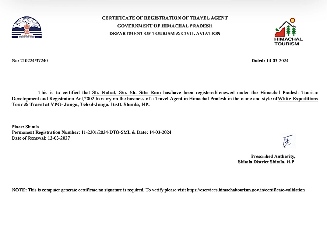 Certificate 10 of White Expedition accreditations