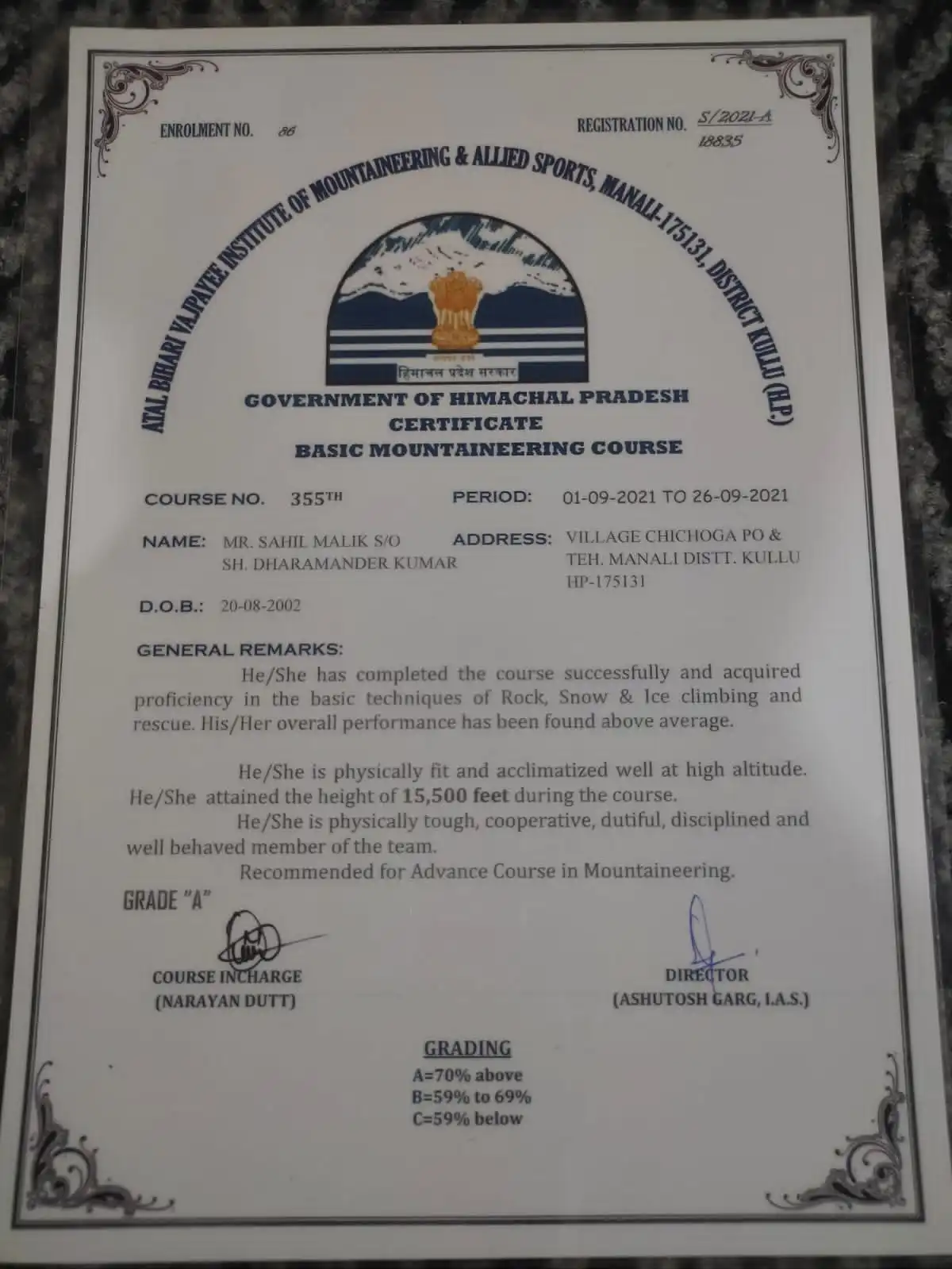 Certificate 2 of White Expedition accreditations